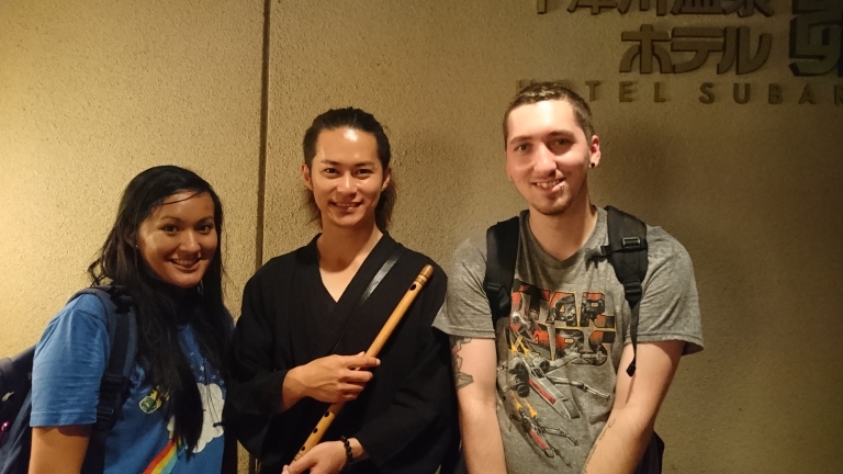 We also asked to take a picture with Shinobue! He was very sweet and seemed very happy that we wanted a picture with him!